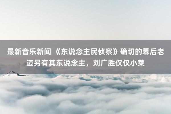 最新音乐新闻 《东说念主民侦察》确切的幕后老迈另有其东说念主，刘广胜仅仅小菜