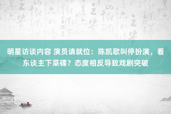 明星访谈内容 演员请就位：陈凯歌叫停扮演，看东谈主下菜碟？态度相反导致戏剧突破